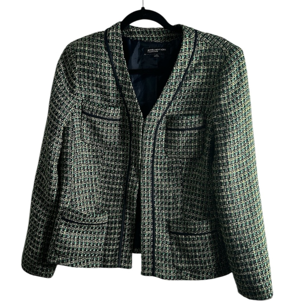 Jones New York collection Multicolor Tweed Jacket size 12 preppy classic